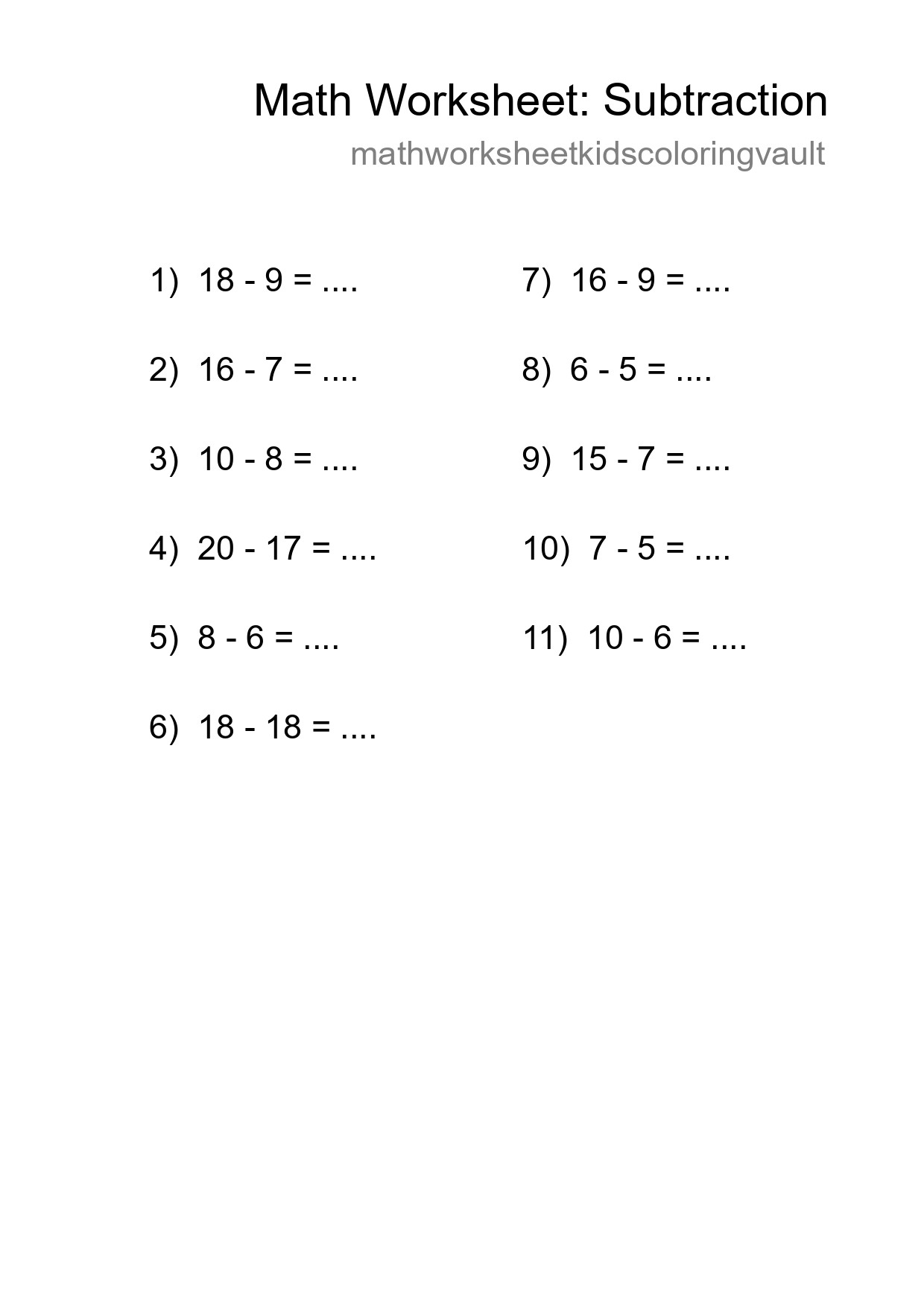 Free 11 Subtraction Math Worksheet For Grade 2 With Answers - Part 52