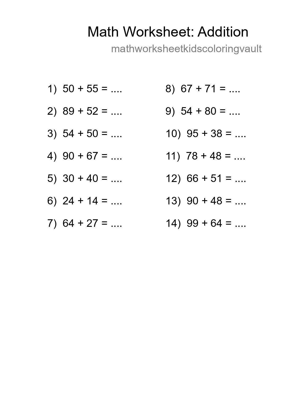 Free 14 Addition Math Worksheet For Grade 3 With Answers - Part 89