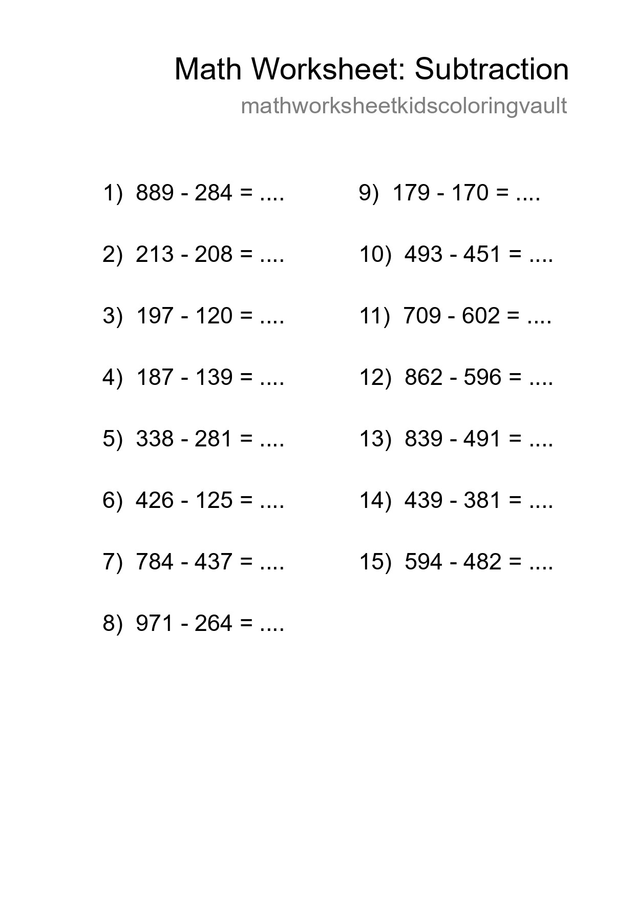 Free 15 Subtraction Math Worksheet For Grade 5 With Answers - Part 250