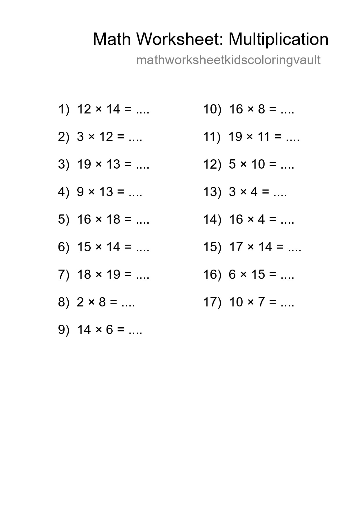 Free 17 Multiplication Math Worksheet For Grade 2 - Part 106