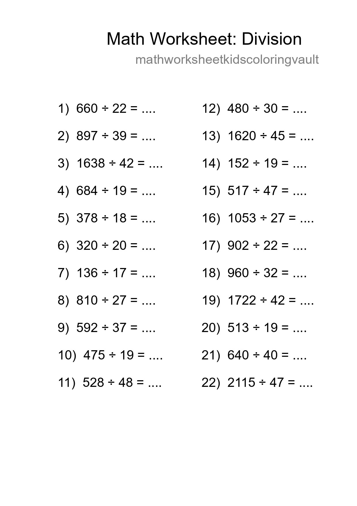 Free 22 Division Math Worksheet For Grade 2 With Answers - Part 103
