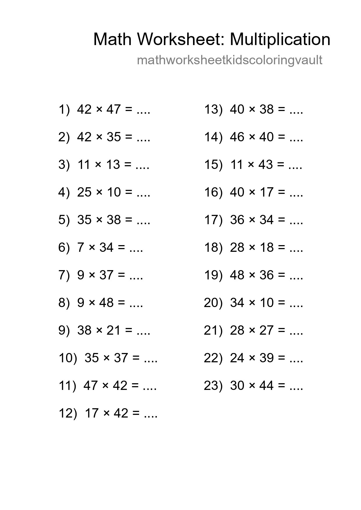 Free 23 Multiplication Math Worksheet For Grade 2 With Answers - Part 73