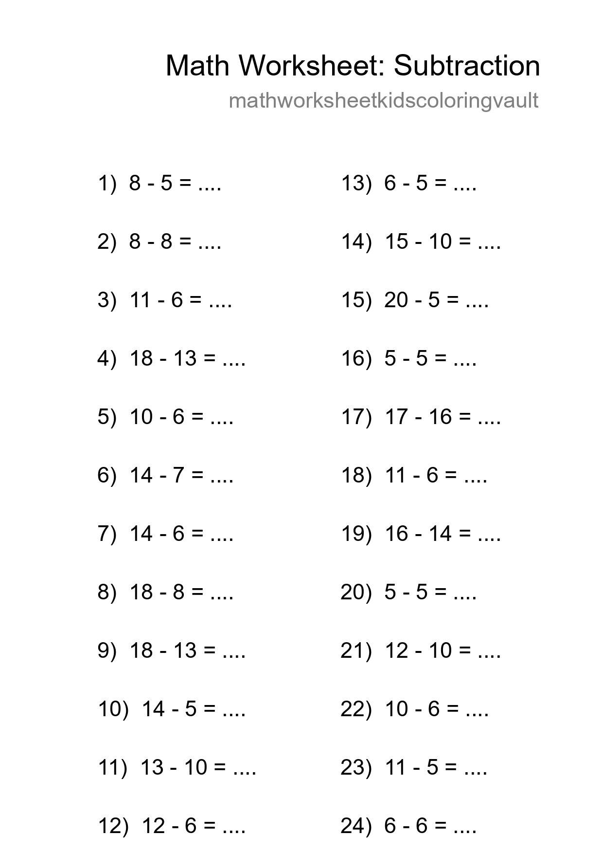 Free 24 Subtraction Math Worksheet For Grade 2 - Part 151
