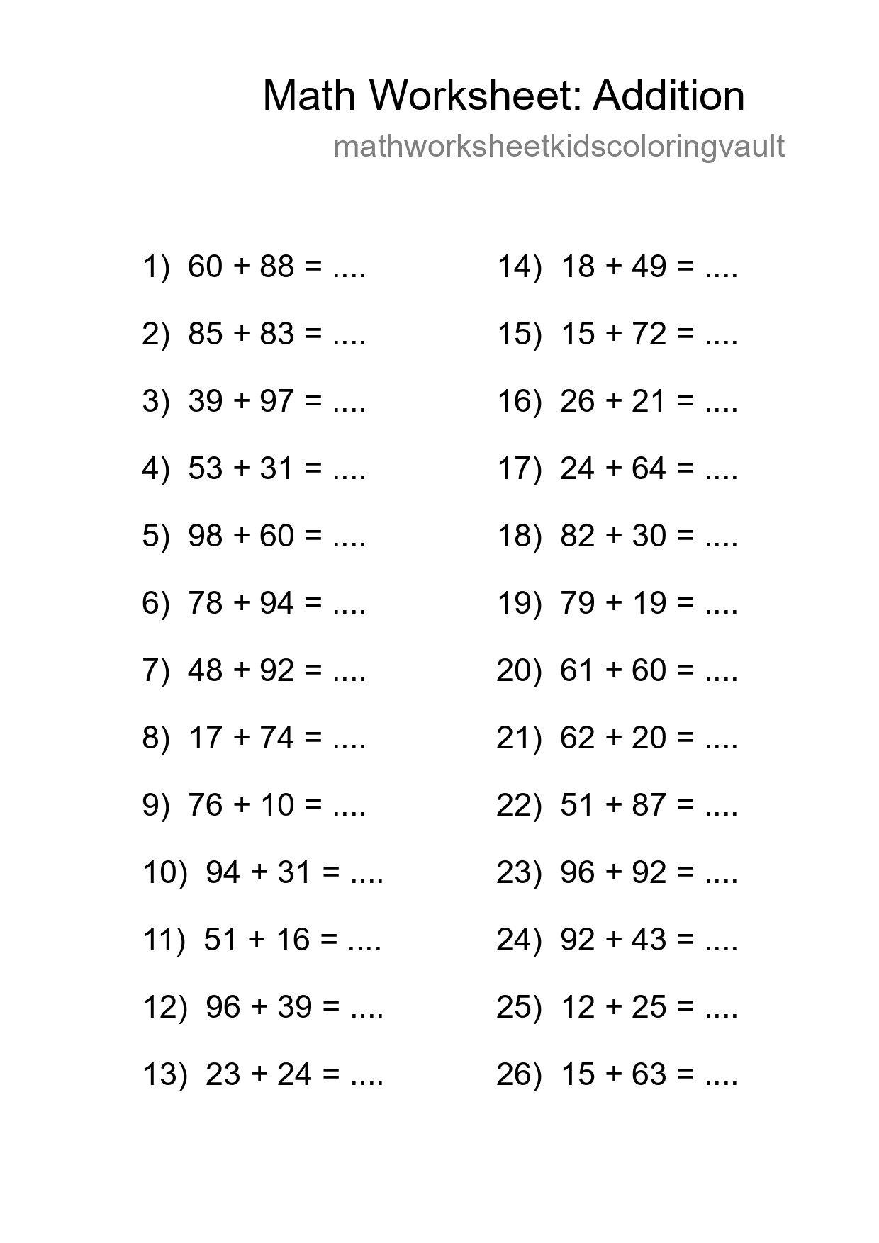 Free 26 Addition Math Worksheet For Grade 3 With Answers - Part 232