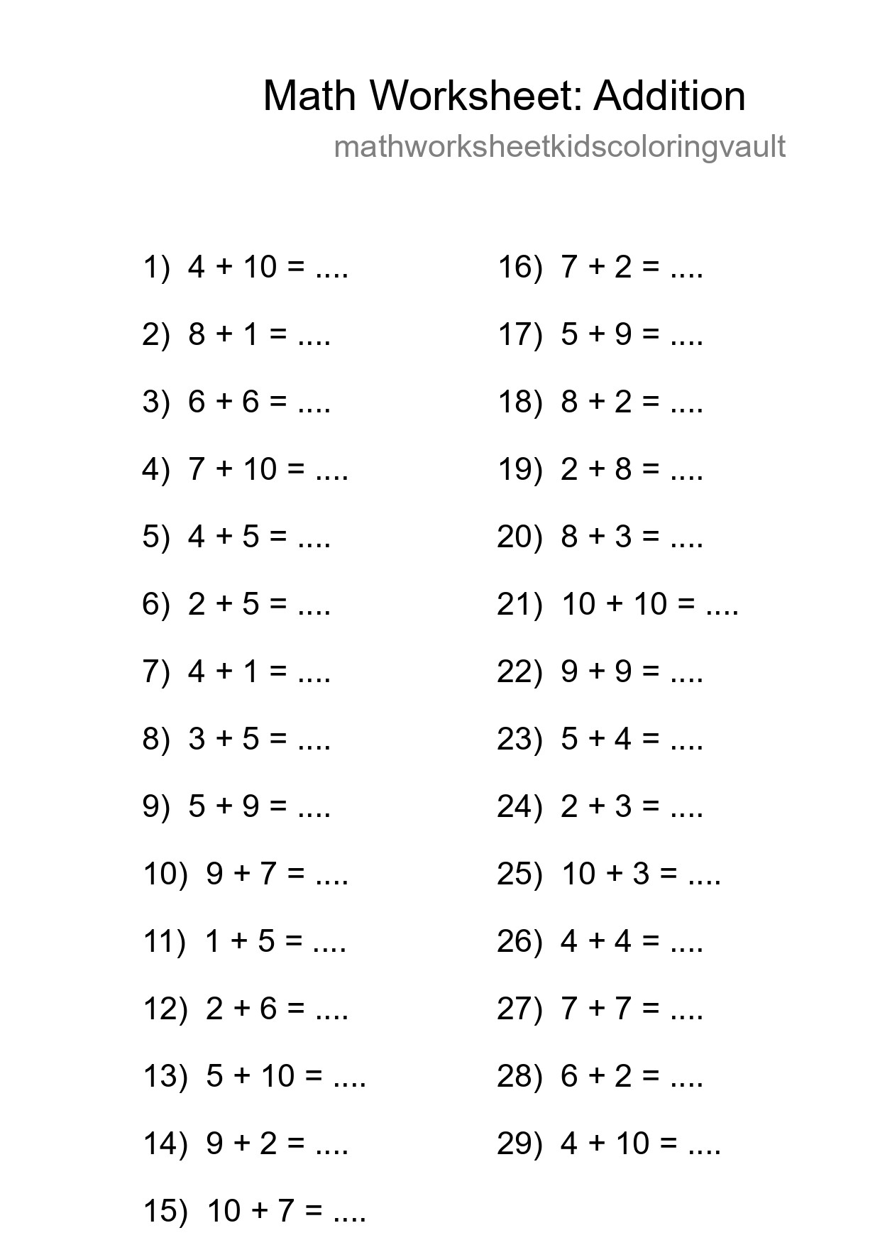 Free 29 Addition Math Worksheet For Grade 1 With Answers - Part 210
