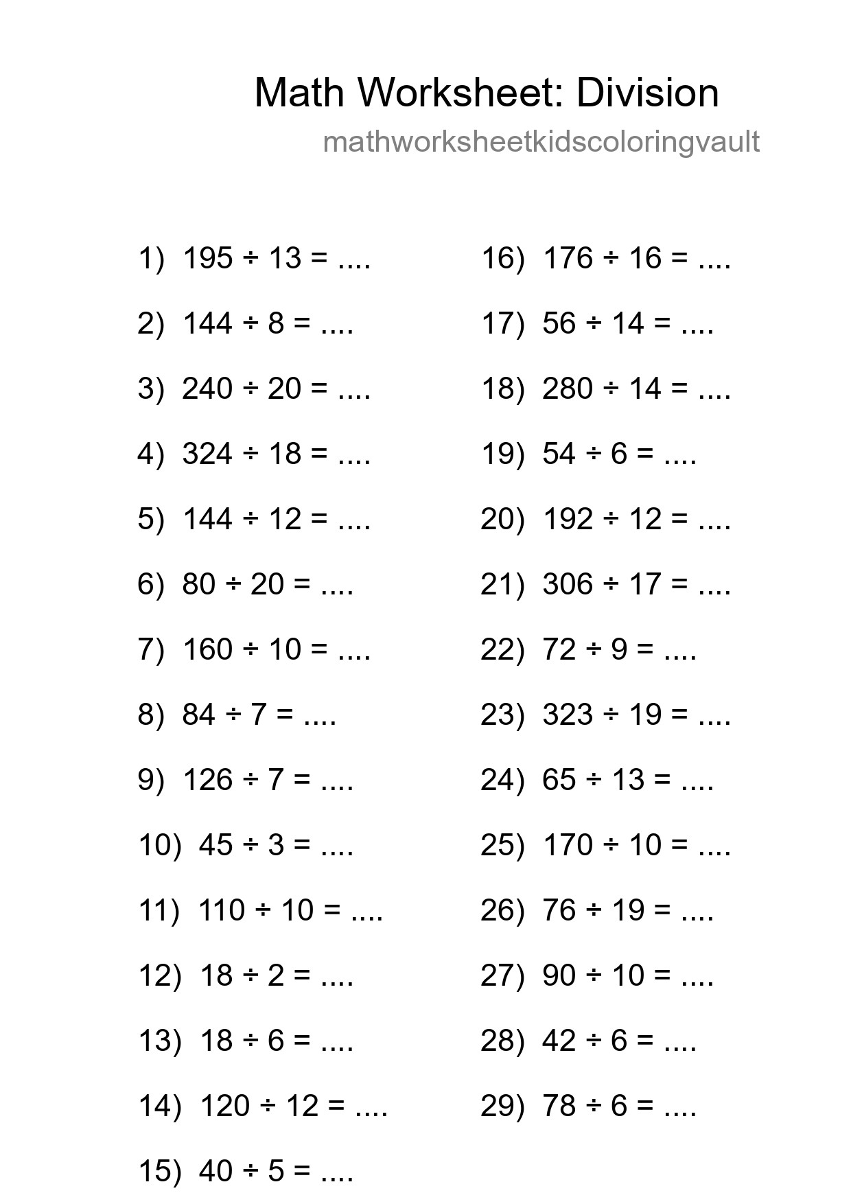 Free 29 Division Math Worksheet For Grade 2 - Part 246