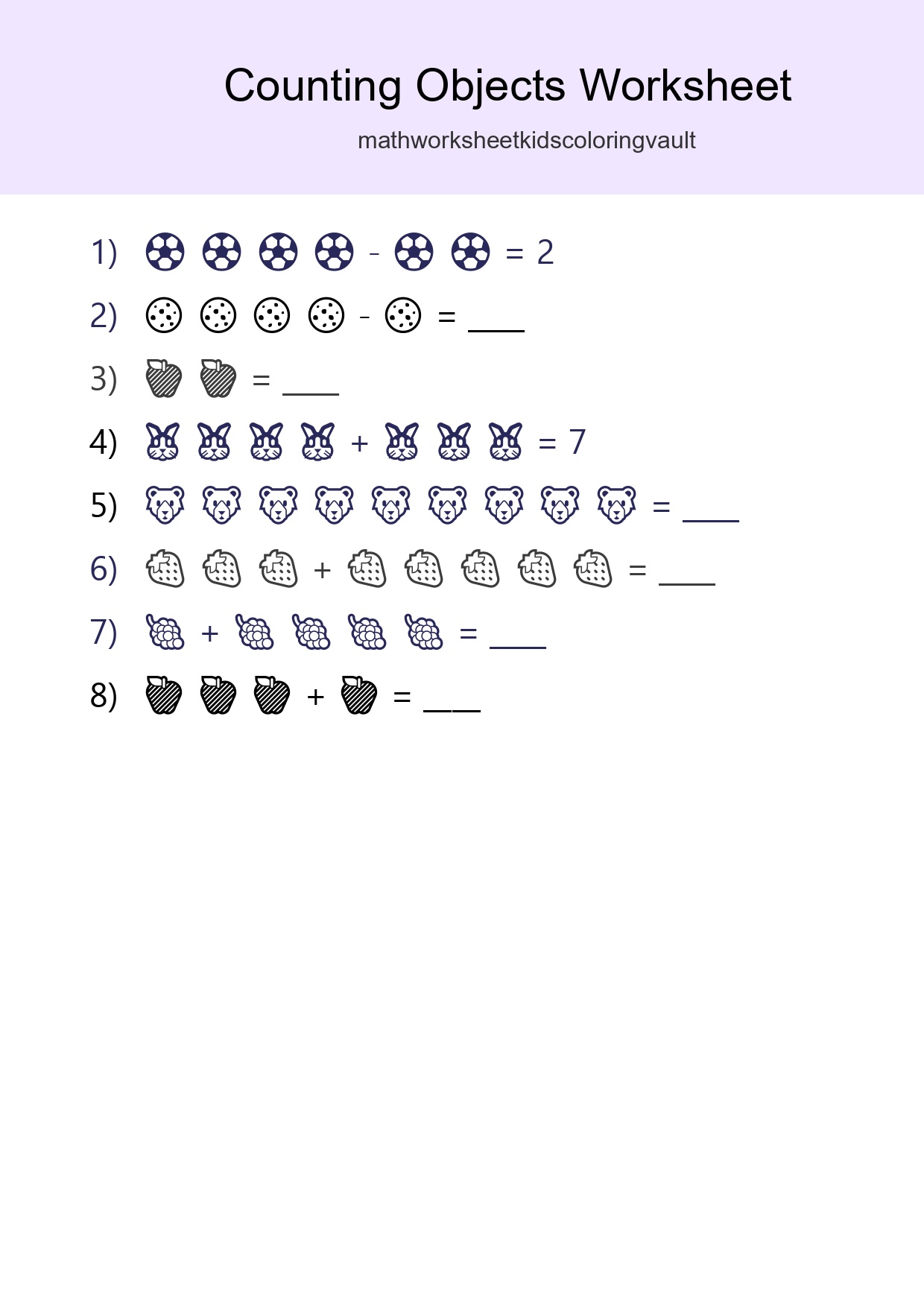 Free Counting Objects Worksheet For Kindergarten - Part 58