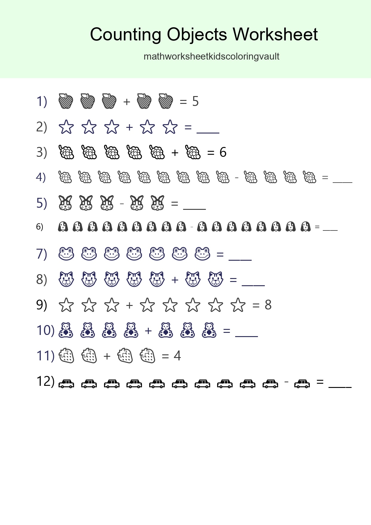 Free Counting Objects Worksheet For Kindergarten Printable - Part 14