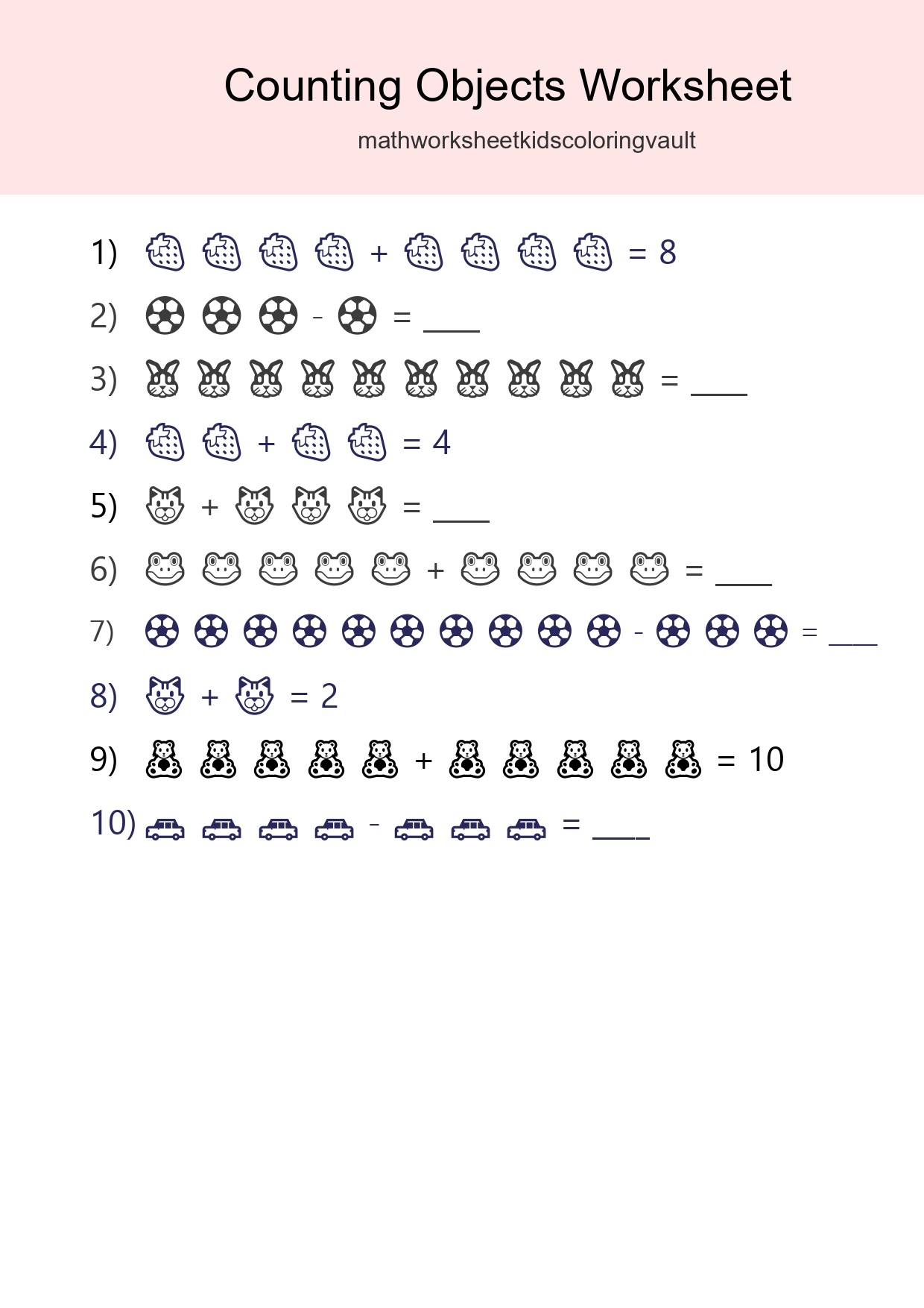 Free Counting Objects Worksheet For Kindergarten Printable - Part 3