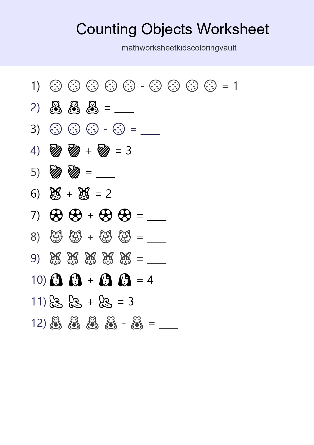 Free Counting Objects Worksheet For Pre-K Printable - Part 124