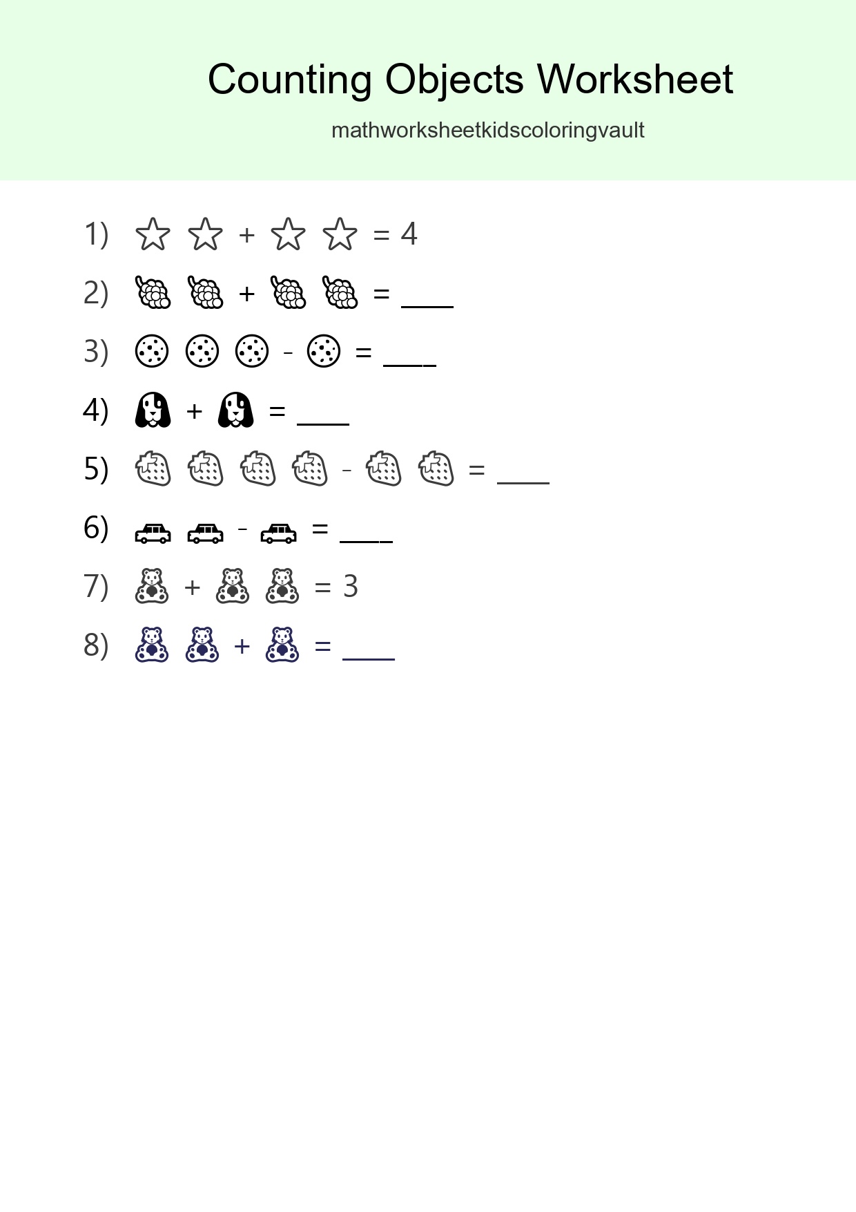 Free Counting Objects Worksheet For Pre-K Printable - Part 146