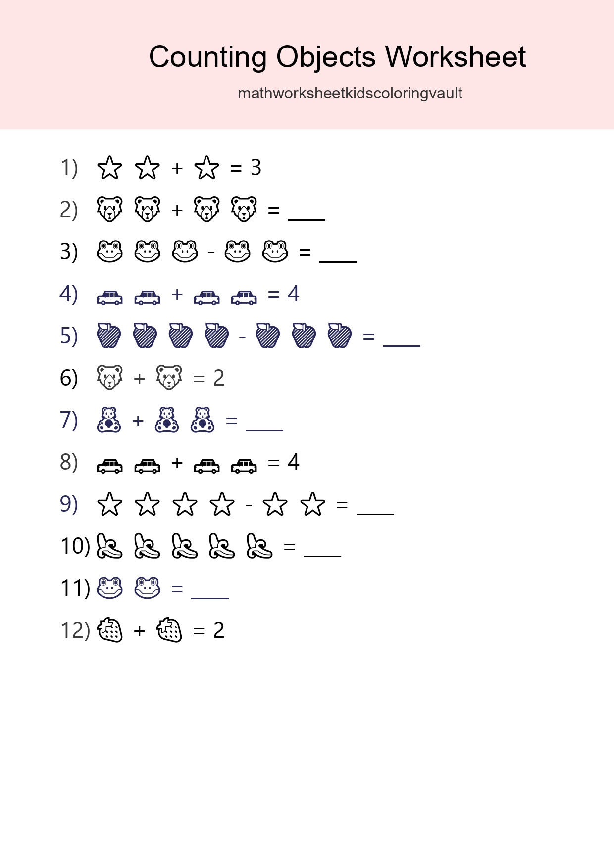 Free Counting Objects Worksheet For Pre-K Printable - Part 190