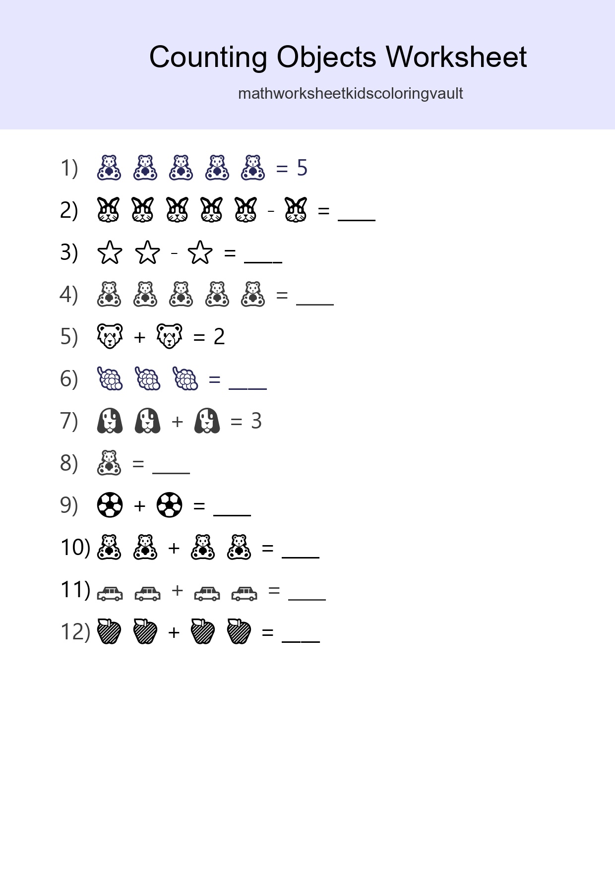 Free Counting Objects Worksheet For Pre-K Printable - Part 212