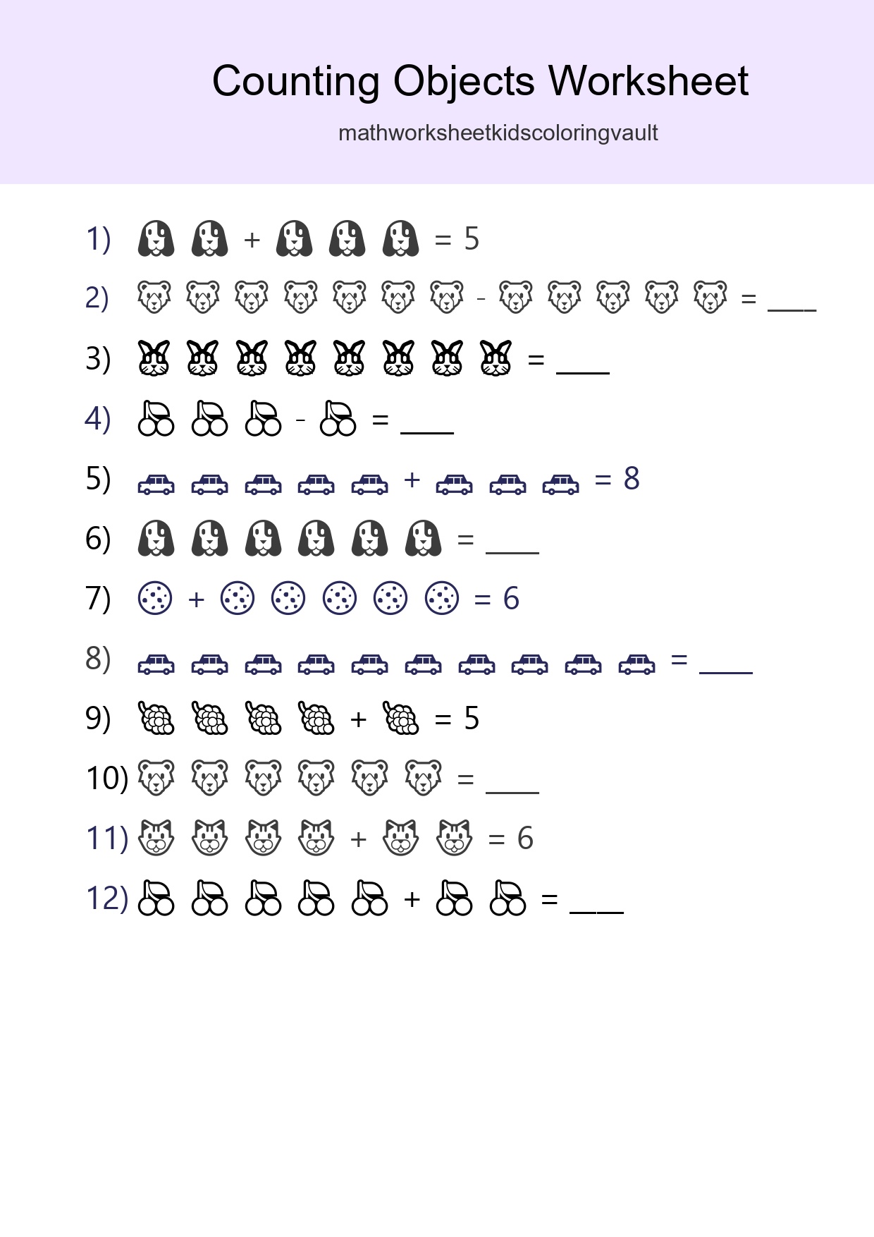 Kindergarten Count The Objects Worksheet - Part 91