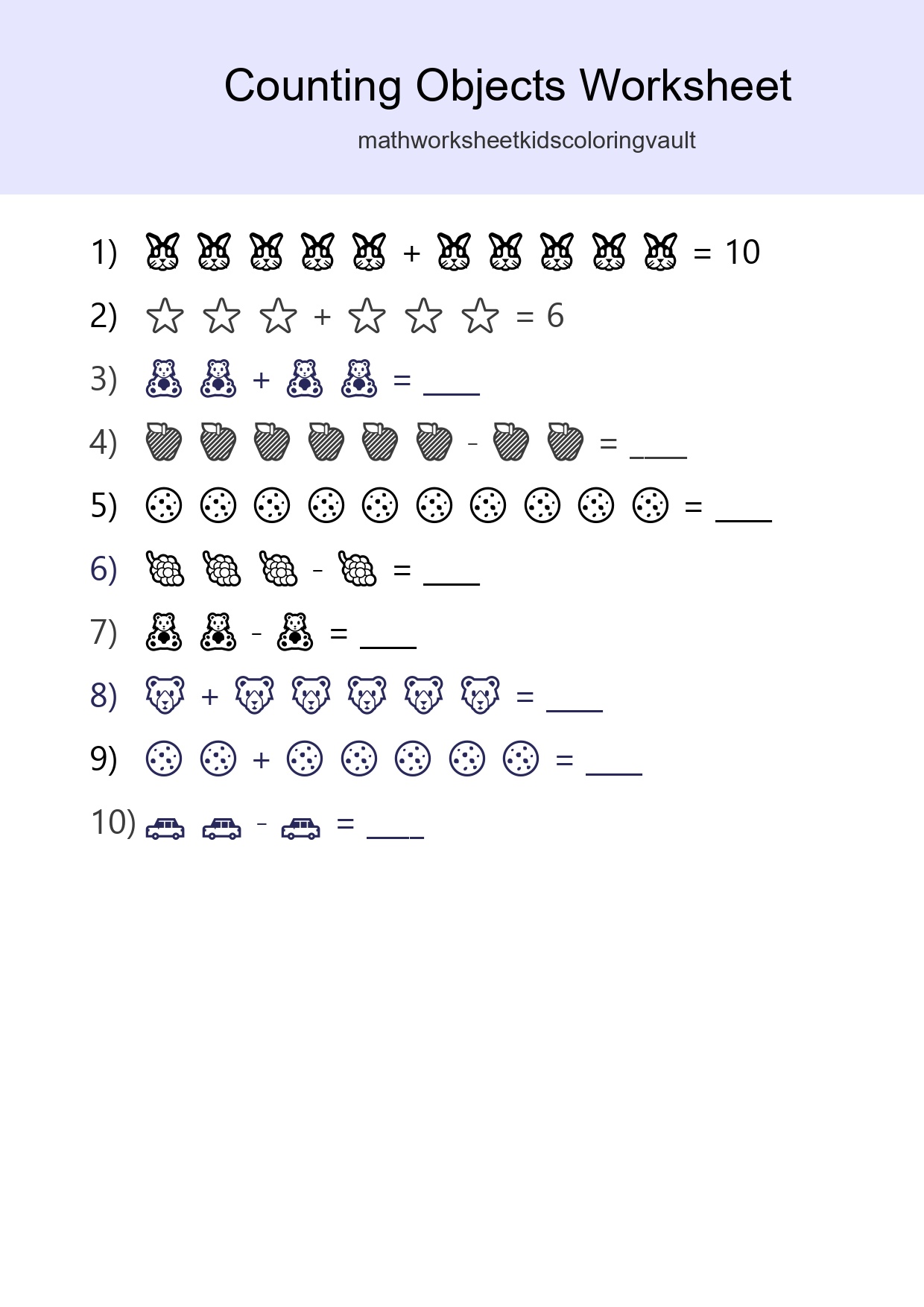 Learn Counting With Pictures Worksheet (Kindergarten) - Part 69